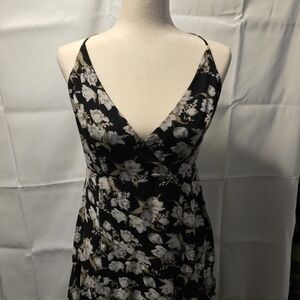 Floral Black and White Dress